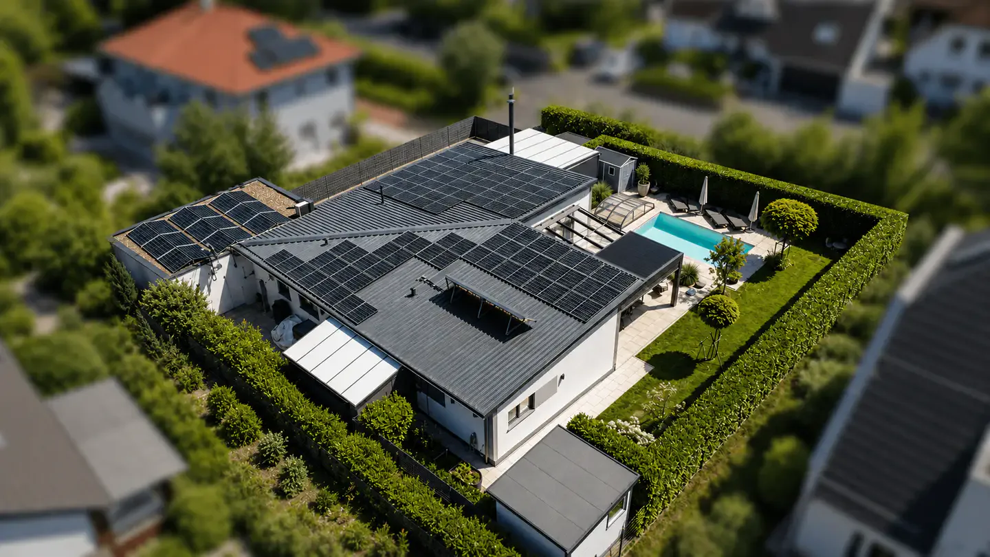 Blick von oben Gartenseite